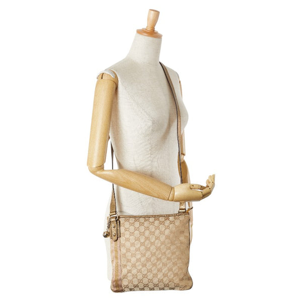 グッチ GGキャンバス シェリー 斜め掛け ショルダーバッグ 144388 ベージュ マルチカラー キャンバス レザー レディース GUCCI 【中古】
