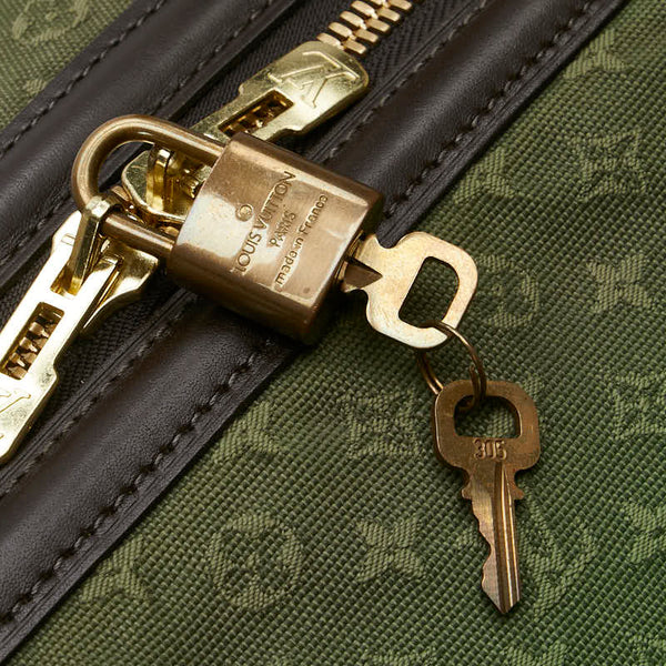 ルイ ヴィトン モノグラムミニ ルイーズ ボストンバッグ M42322 カーキ ブラック キャンバス レザー レディース LOUIS VUITTON 【中古】
