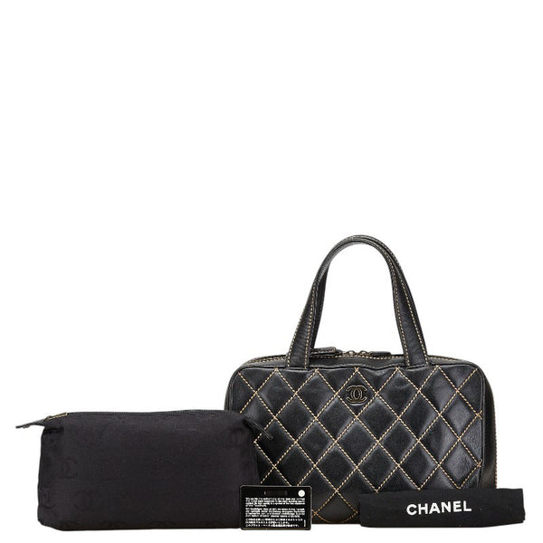 シャネル ワイルドステッチ ハンドバッグ A18121 ブラック カーフレザー レディース CHANEL 【中古】