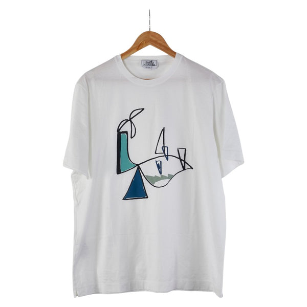 エルメス 半袖Ｔシャツ サイズ:XXL ホワイト ブルー コットン メンズ HERMES 【中古】