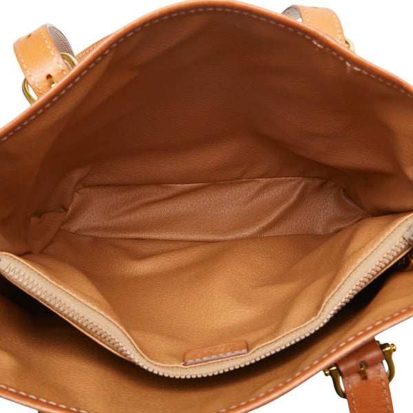 セリーヌ マカダム ハンドバッグ ブラウン PVC レザー レディース CELINE 【中古】