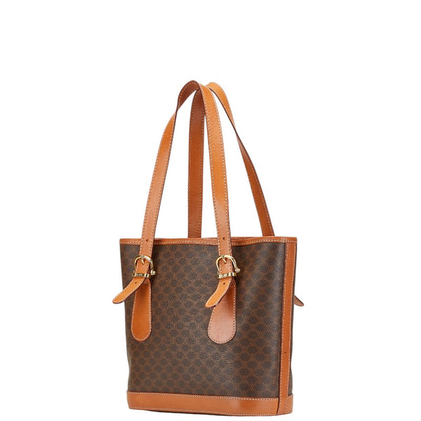 セリーヌ マカダム ハンドバッグ ブラウン PVC レザー レディース CELINE 【中古】
