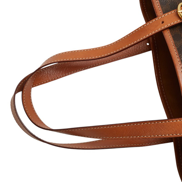 セリーヌ マカダム ハンドバッグ ブラウン PVC レザー レディース CELINE 【中古】