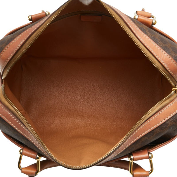 セリーヌ マカダム ハンドバッグ ブラウン PVC レザー レディース CELINE 【中古】