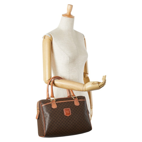 セリーヌ マカダム ハンドバッグ ブラウン PVC レザー レディース CELINE 【中古】
