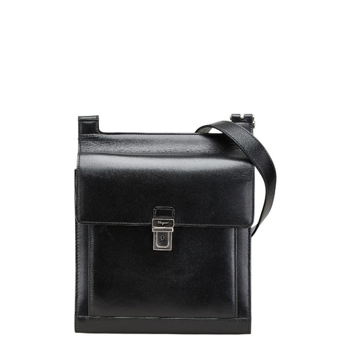 サルヴァトーレフェラガモ 斜め掛け ショルダーバッグ ブラック レザー レディース Salvatore Ferragamo 【中古】