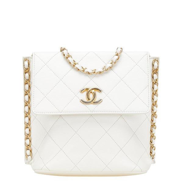 シャネル ココマーク マトラッセ チェーン ショルダーバッグ AS2542 ホワイト カーフレザー レディース CHANEL 【中古】