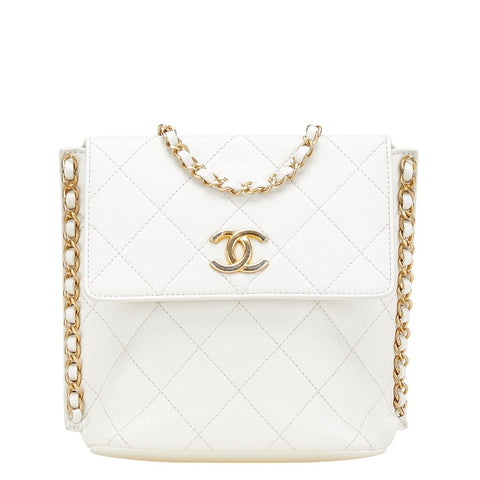 シャネル ココマーク マトラッセ チェーン ショルダーバッグ AS2542 ホワイト カーフレザー レディース CHANEL 【中古】