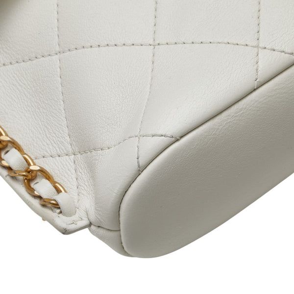 シャネル ココマーク マトラッセ チェーン ショルダーバッグ AS2542 ホワイト カーフレザー レディース CHANEL 【中古】