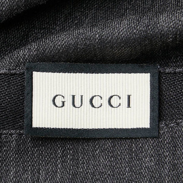 グッチ GG柄 マフラー ストール グレー ブラック ウール シルク レディース GUCCI 【中古】