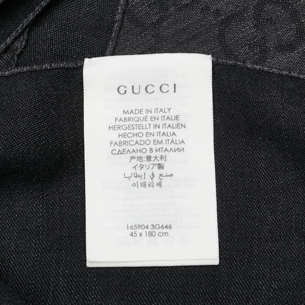 グッチ GG柄 マフラー ストール グレー ブラック ウール シルク レディース GUCCI 【中古】