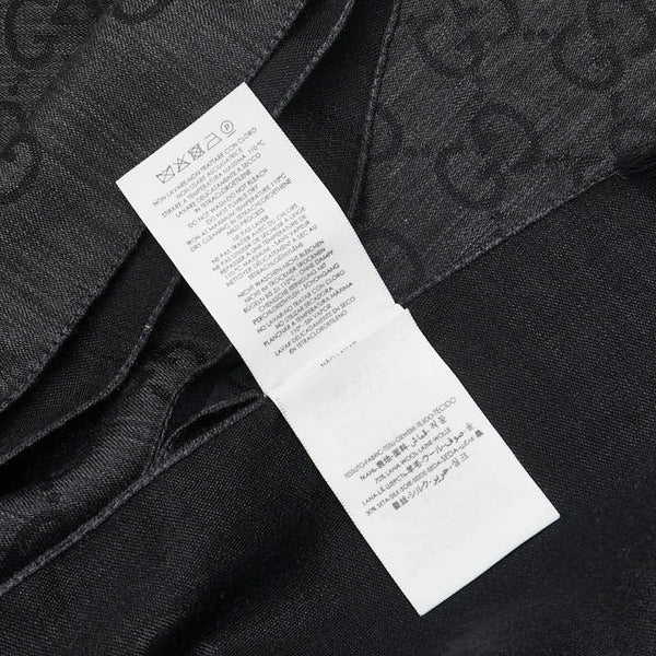 グッチ GG柄 マフラー ストール グレー ブラック ウール シルク レディース GUCCI 【中古】