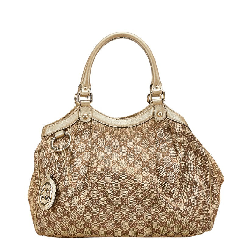 グッチ GGキャンバス スーキー ハンドバッグ 211944 ベージュ ゴールド キャンバス レザー レディース GUCCI 【中古】