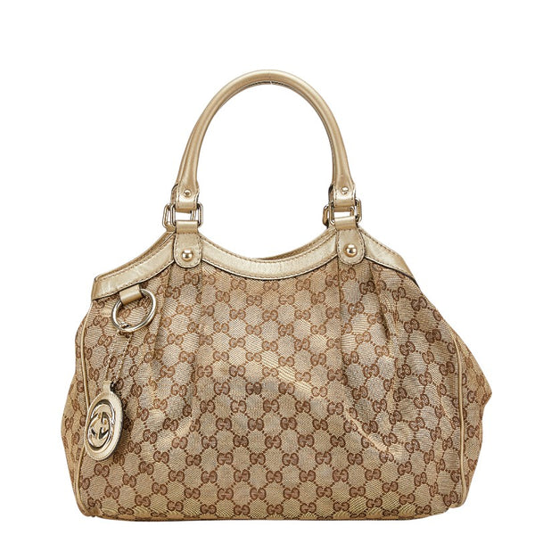 グッチ GGキャンバス スーキー ハンドバッグ 211944 ベージュ ゴールド キャンバス レザー レディース GUCCI 【中古】