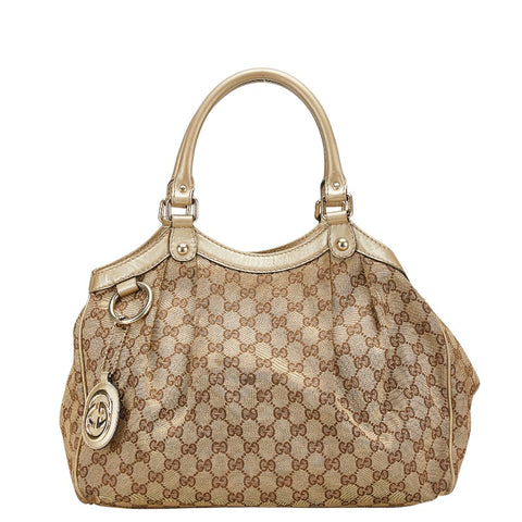 グッチ GGキャンバス スーキー ハンドバッグ 211944 ベージュ ゴールド キャンバス レザー レディース GUCCI 【中古】