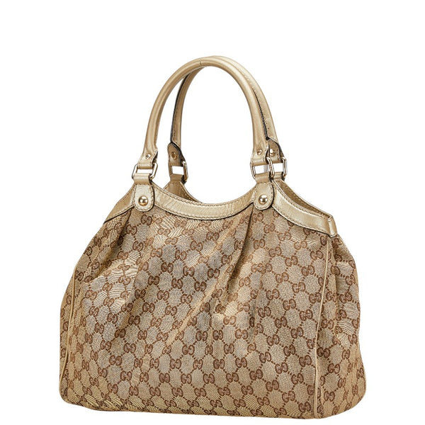 グッチ GGキャンバス スーキー ハンドバッグ 211944 ベージュ ゴールド キャンバス レザー レディース GUCCI 【中古】