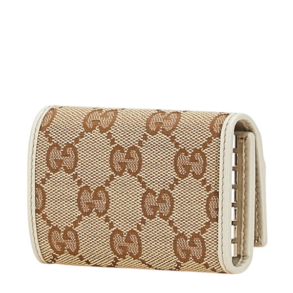 グッチ GGキャンバス シェリーライン リボン キーケース 6連 257007 ベージュ マルチカラー キャンバス レザー レディース GUCCI 【中古】