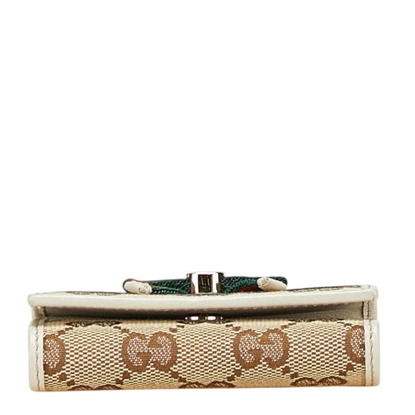 グッチ GGキャンバス シェリーライン リボン キーケース 6連 257007 ベージュ マルチカラー キャンバス レザー レディース GUCCI 【中古】