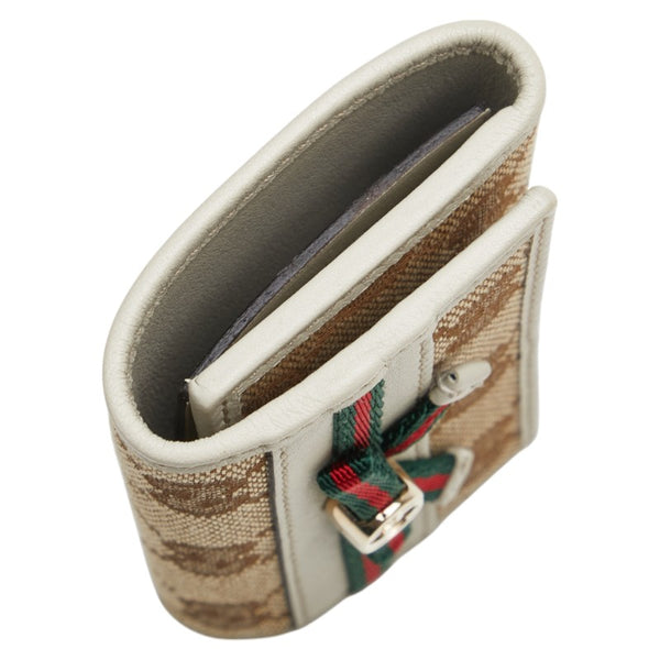 グッチ GGキャンバス シェリーライン リボン キーケース 6連 257007 ベージュ マルチカラー キャンバス レザー レディース GUCCI 【中古】