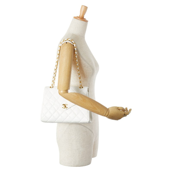 シャネル ココマーク マトラッセ チェーン ハンドバッグ ショルダーバッグ ホワイト キャビアスキン レディース CHANEL 【中古】