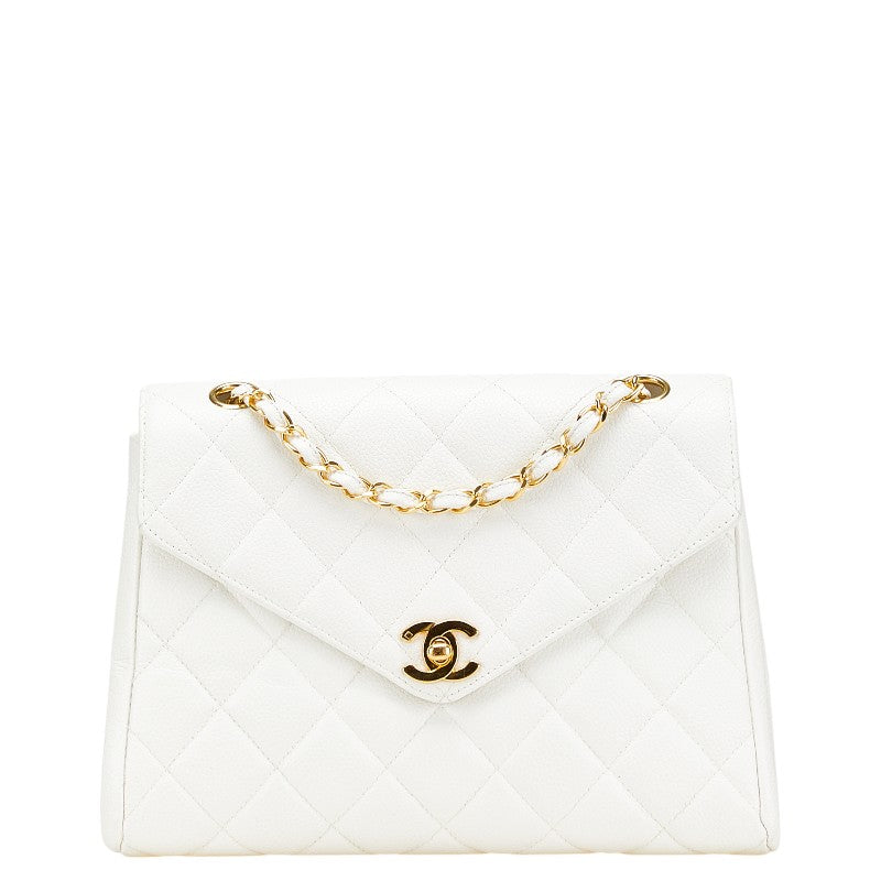 シャネル ココマーク マトラッセ チェーン ハンドバッグ ショルダーバッグ ホワイト キャビアスキン レディース CHANEL 【中古】