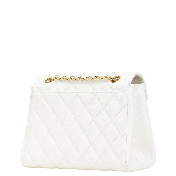 シャネル ココマーク マトラッセ チェーン ハンドバッグ ショルダーバッグ ホワイト キャビアスキン レディース CHANEL 【中古】