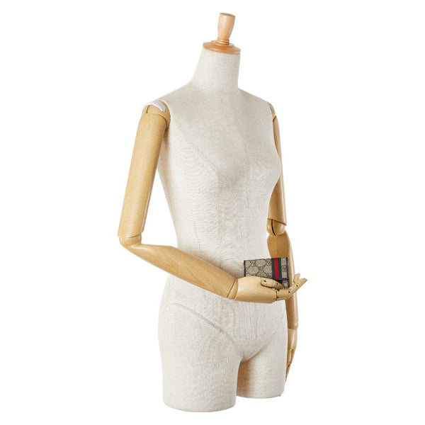 グッチ GGスプリーム シェリーライン キーケース 6連 138077 ベージュ ブラウン PVC レザー レディース GUCCI 【中古】