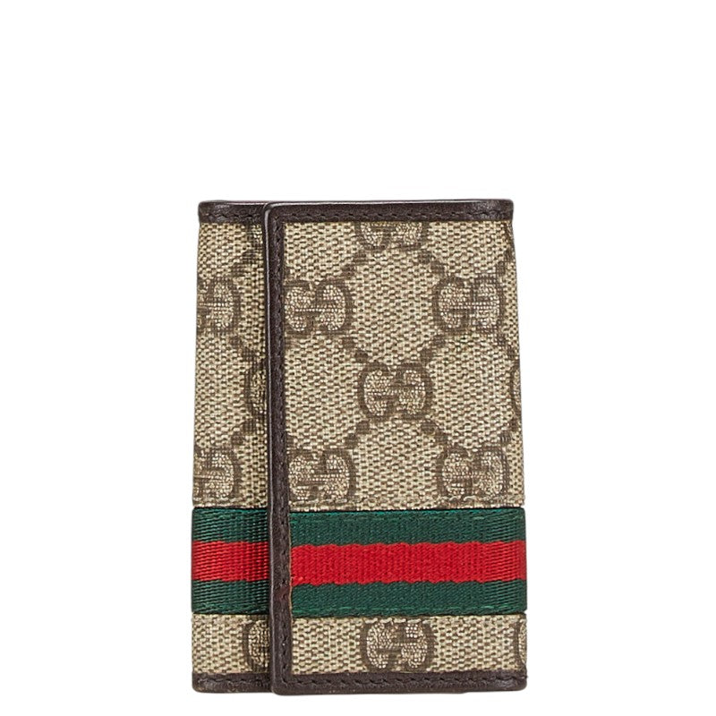 グッチ GGスプリーム シェリーライン キーケース 6連 138077 ベージュ ブラウン PVC レザー レディース GUCCI 【中古】