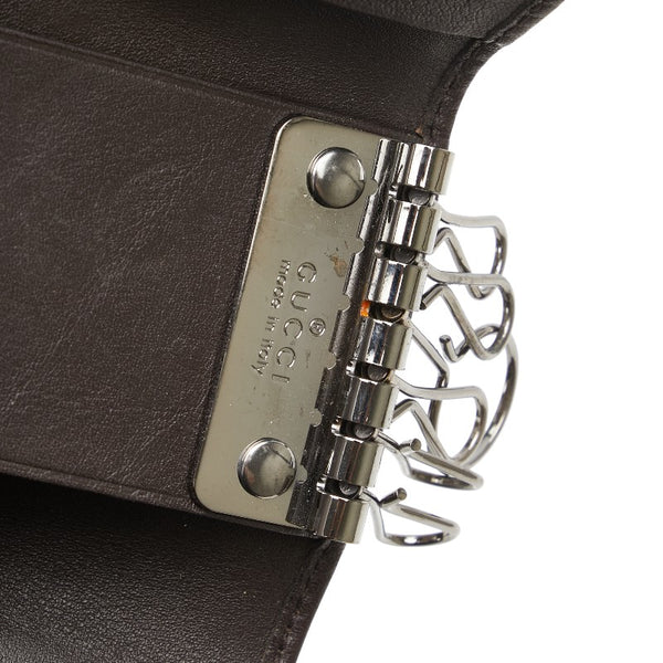 グッチ GGスプリーム シェリーライン キーケース 6連 138077 ベージュ ブラウン PVC レザー レディース GUCCI 【中古】