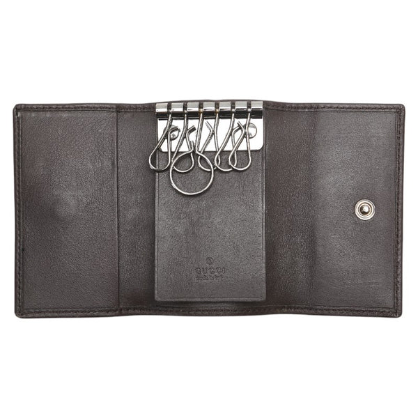 グッチ GGスプリーム シェリーライン キーケース 6連 138077 ベージュ ブラウン PVC レザー レディース GUCCI 【中古】