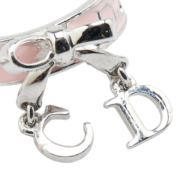 ディオール ロゴ CD リボン リング 指輪 #6 シルバー ピンク メタル レディース Dior 【中古】