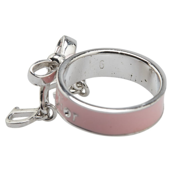 ディオール ロゴ CD リボン リング 指輪 #6 シルバー ピンク メタル レディース Dior 【中古】