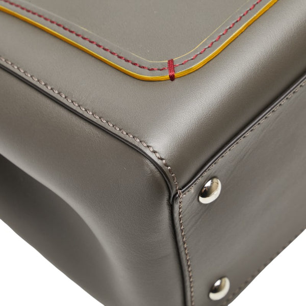 フェンディ ドットコム パイソン ハンドバッグ ショルダーバッグ 2WAY 8BN293 グレー ベージュ レザー レディース FENDI 【中古】