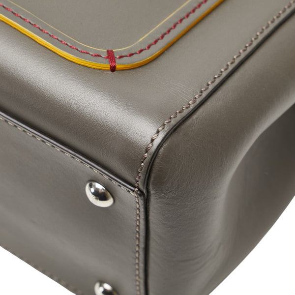 フェンディ ドットコム パイソン ハンドバッグ ショルダーバッグ 2WAY 8BN293 グレー ベージュ レザー レディース FENDI 【中古】