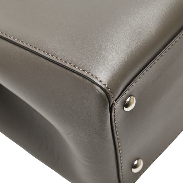 フェンディ ドットコム パイソン ハンドバッグ ショルダーバッグ 2WAY 8BN293 グレー ベージュ レザー レディース FENDI 【中古】