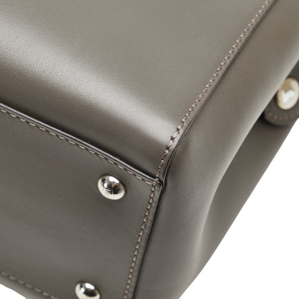 フェンディ ドットコム パイソン ハンドバッグ ショルダーバッグ 2WAY 8BN293 グレー ベージュ レザー レディース FENDI 【中古】