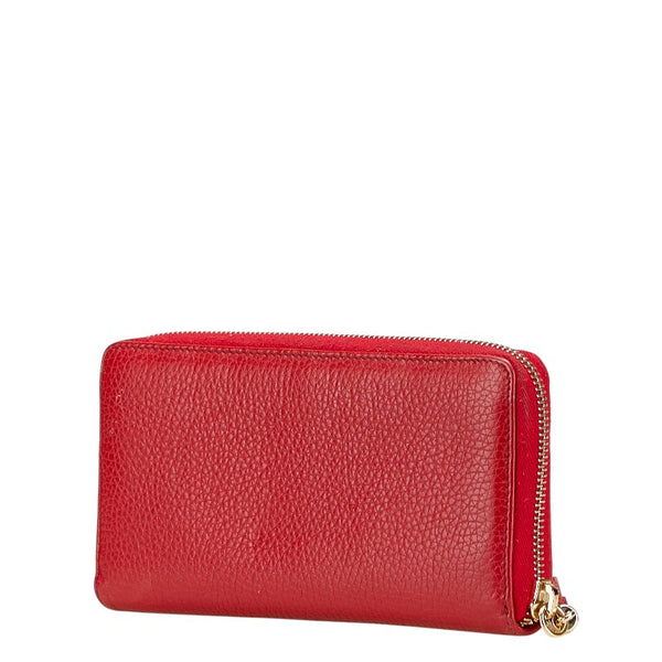 グッチ インターロッキングG ソーホー タッセル ラウンドファスナー 長財布 598187 レッド レザー レディース GUCCI 【中古】