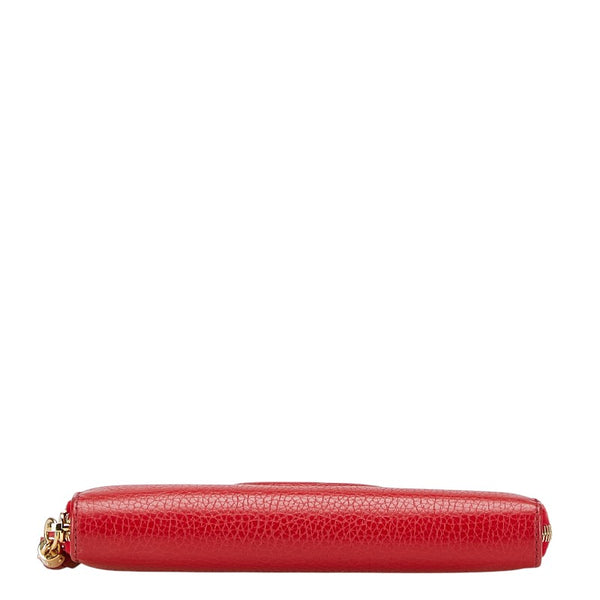 グッチ インターロッキングG ソーホー タッセル ラウンドファスナー 長財布 598187 レッド レザー レディース GUCCI 【中古】