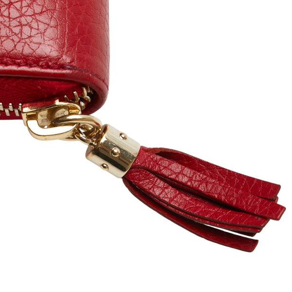 グッチ インターロッキングG ソーホー タッセル ラウンドファスナー 長財布 598187 レッド レザー レディース GUCCI 【中古】