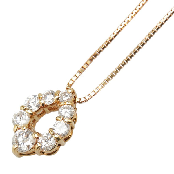 K18PG ピンクゴールド ダイヤ0.50ct ペンダントネックレス レディース 【中古】