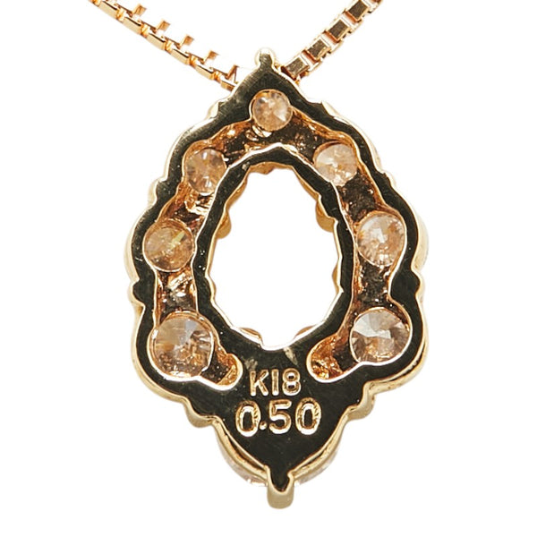 K18PG ピンクゴールド ダイヤ0.50ct ペンダントネックレス レディース 【中古】