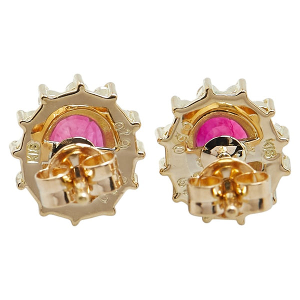 K18YG イエローゴールド ルビー1.80ct ダイヤ0.38ct ピアス レディース 【中古】