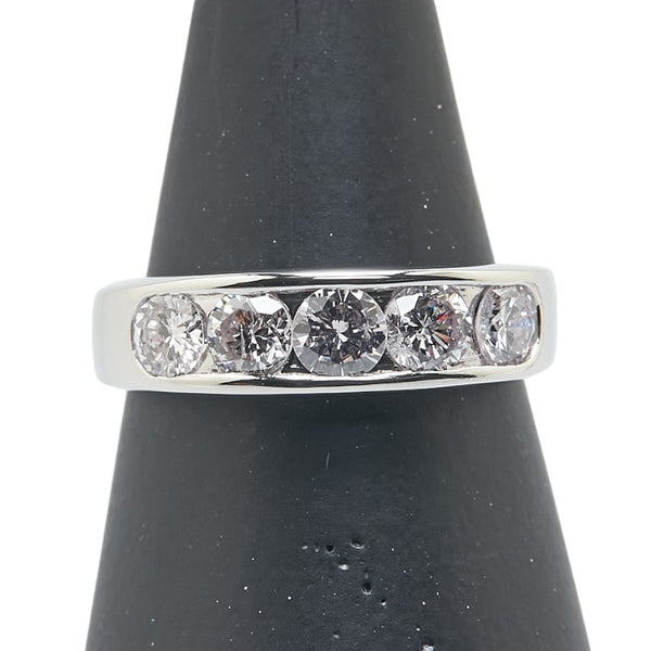 Pt900 プラチナ ダイヤ1.00ct 一文字 リング 指輪 レディース 11号 【中古】