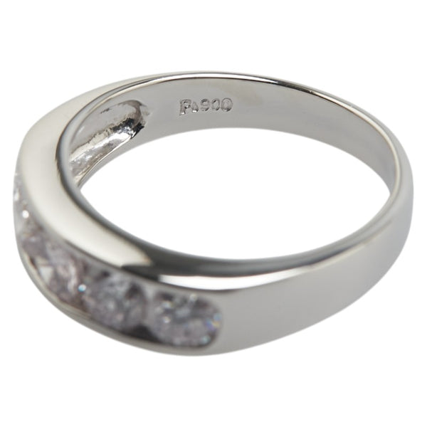 Pt900 プラチナ ダイヤ1.00ct 一文字 リング 指輪 レディース 11号 【中古】