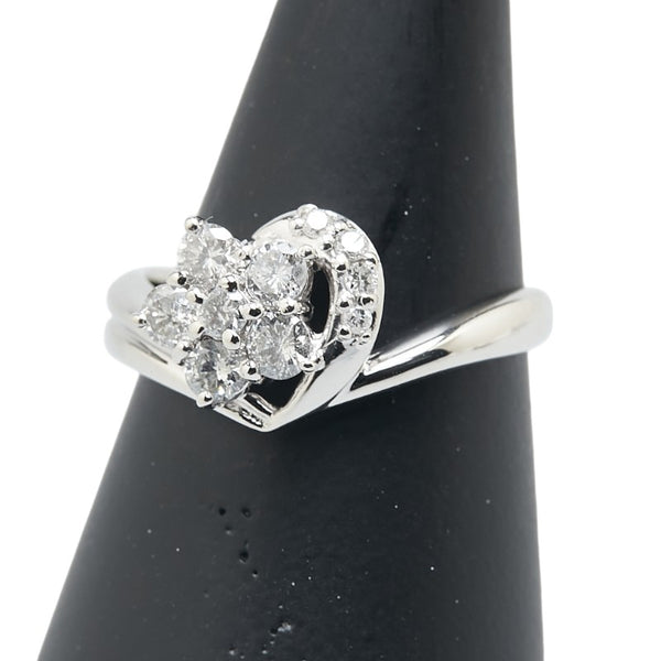 Pt900 プラチナ ダイヤ0.50ct 花 フラワー モチーフ リング 指輪 レディース 11.5号 【中古】