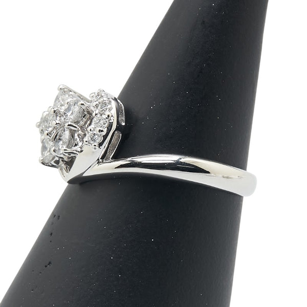 Pt900 プラチナ ダイヤ0.50ct 花 フラワー モチーフ リング 指輪 レディース 11.5号 【中古】
