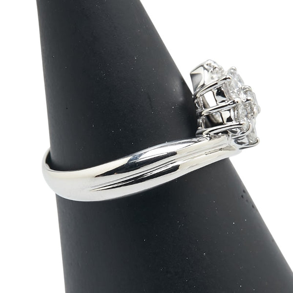 Pt900 プラチナ ダイヤ0.50ct 花 フラワー モチーフ リング 指輪 レディース 11.5号 【中古】