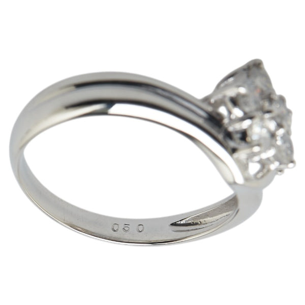 Pt900 プラチナ ダイヤ0.50ct 花 フラワー モチーフ リング 指輪 レディース 11.5号 【中古】