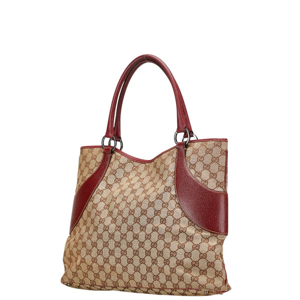グッチ GGキャンバス ハンドバッグ トートバッグ 113016 ベージュ パープル キャンバス レザー レディース GUCCI 【中古】