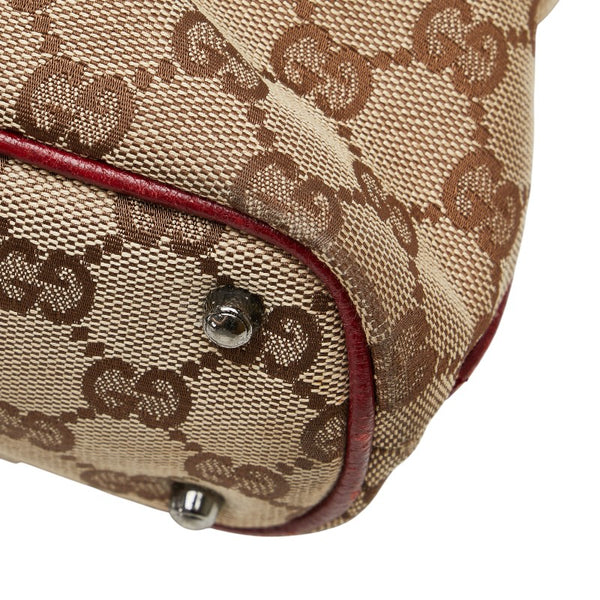 グッチ GGキャンバス ハンドバッグ トートバッグ 113016 ベージュ パープル キャンバス レザー レディース GUCCI 【中古】